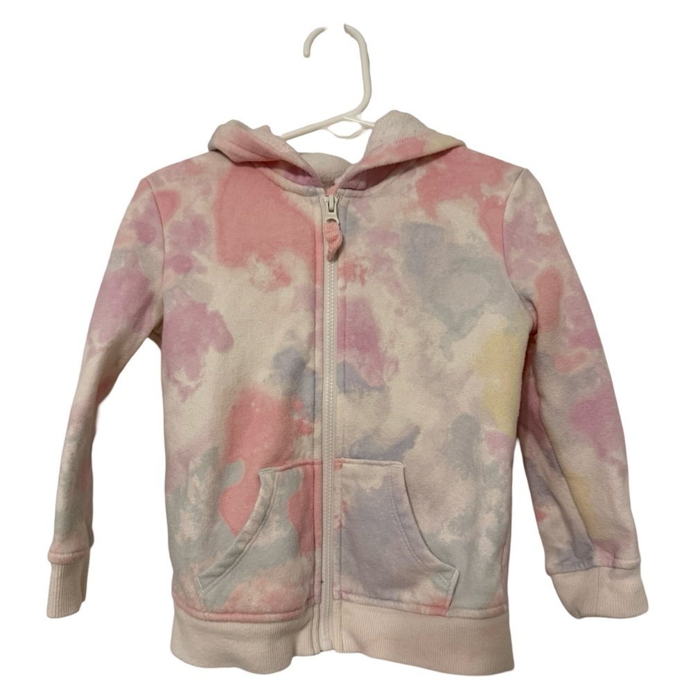 Jumping Beans Pink Yellow Purp Tie Dye Hooded Zip-Up Hoodie Size 2T